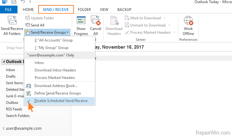 office 365 outlook for mac 2017 send receive settings